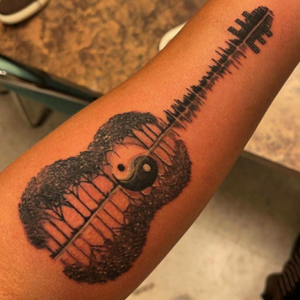 11+ Cool Meaningful Tattoo Ideas That Will Blow Your Mind! 19 Cool Meaningful Tattoo With A Yin-Yang Guitar