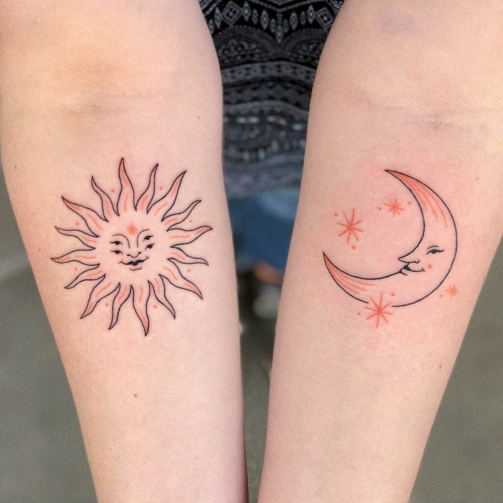 11+ His and Hers Tattoo Ideas That Will Blow Your Mind! 17 Cool Sun And Moon Couple Tattoo Designs