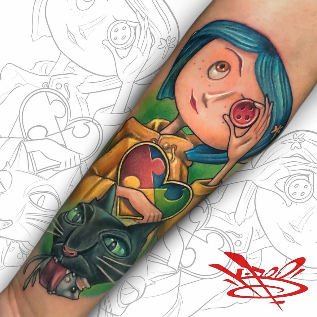 12+ Small Autism Tattoo Ideas To Inspire You! 15 Coraline Autism-Related Tattoo Design Ideas With Bright Colors