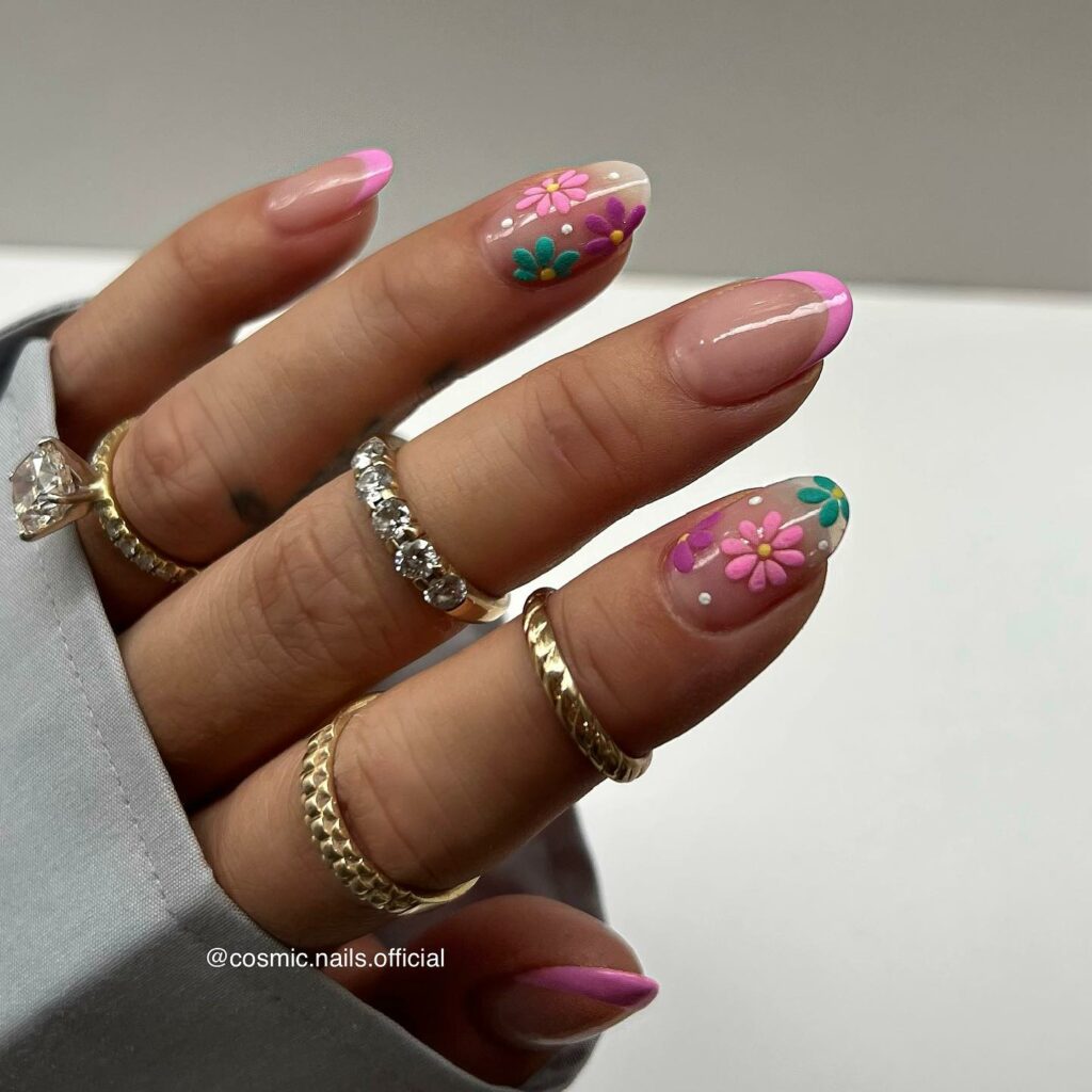 Find Your Style with 30 Daisy Nail Designs for 2024 21 Cosmic Daisy nails