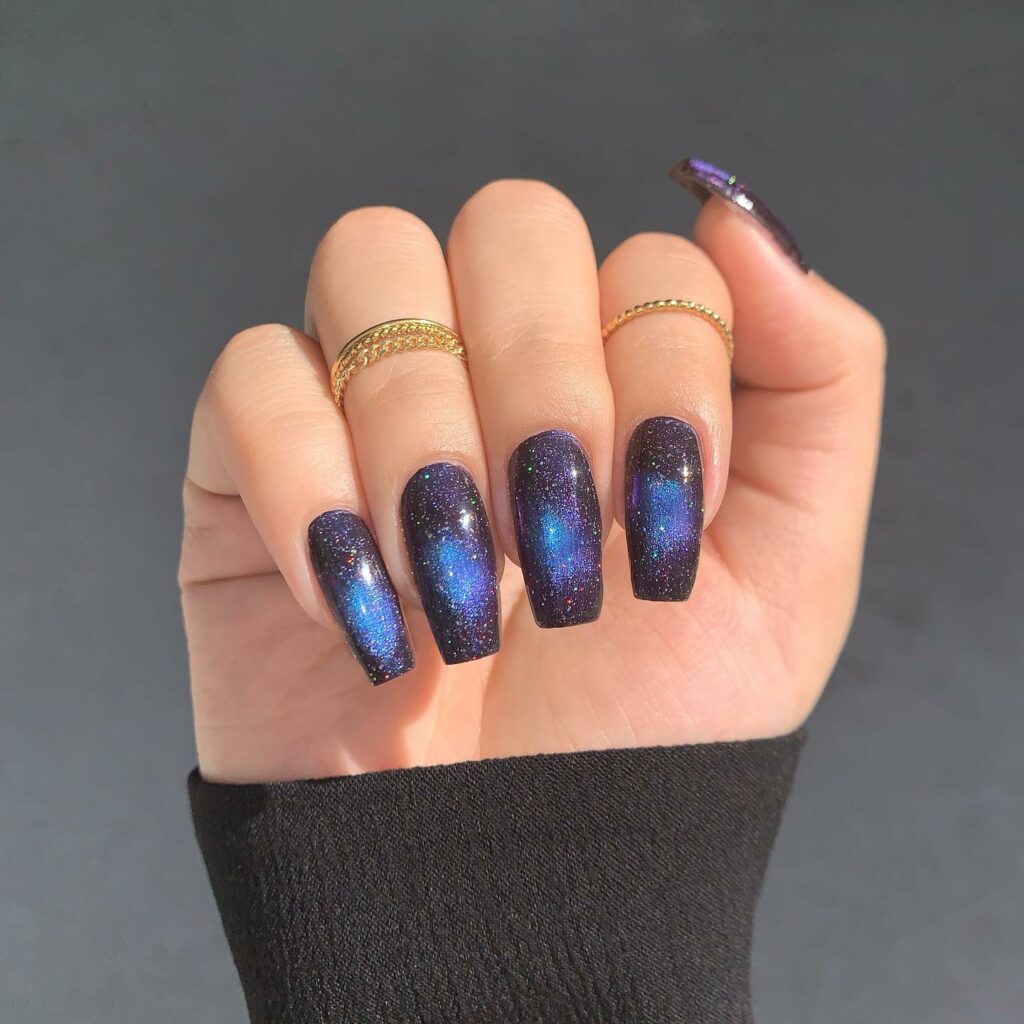 24 Latest Long Nail Designs To Try In 2024! 10 Cosmic Stardust Nails