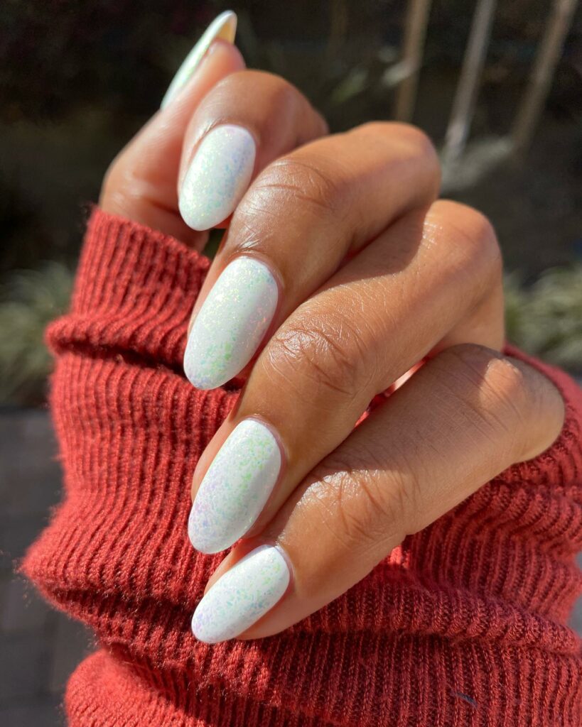 59 White Glitter Nail Designs To Try In 2024! 52 Cosmic White Glitter Nails