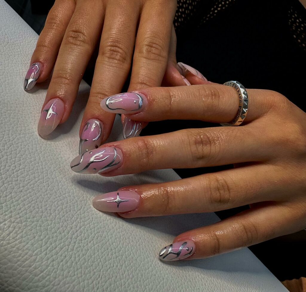 Feel Elegant with 20 Blush Nail Designs for 2024 23 Cosmic blush nails