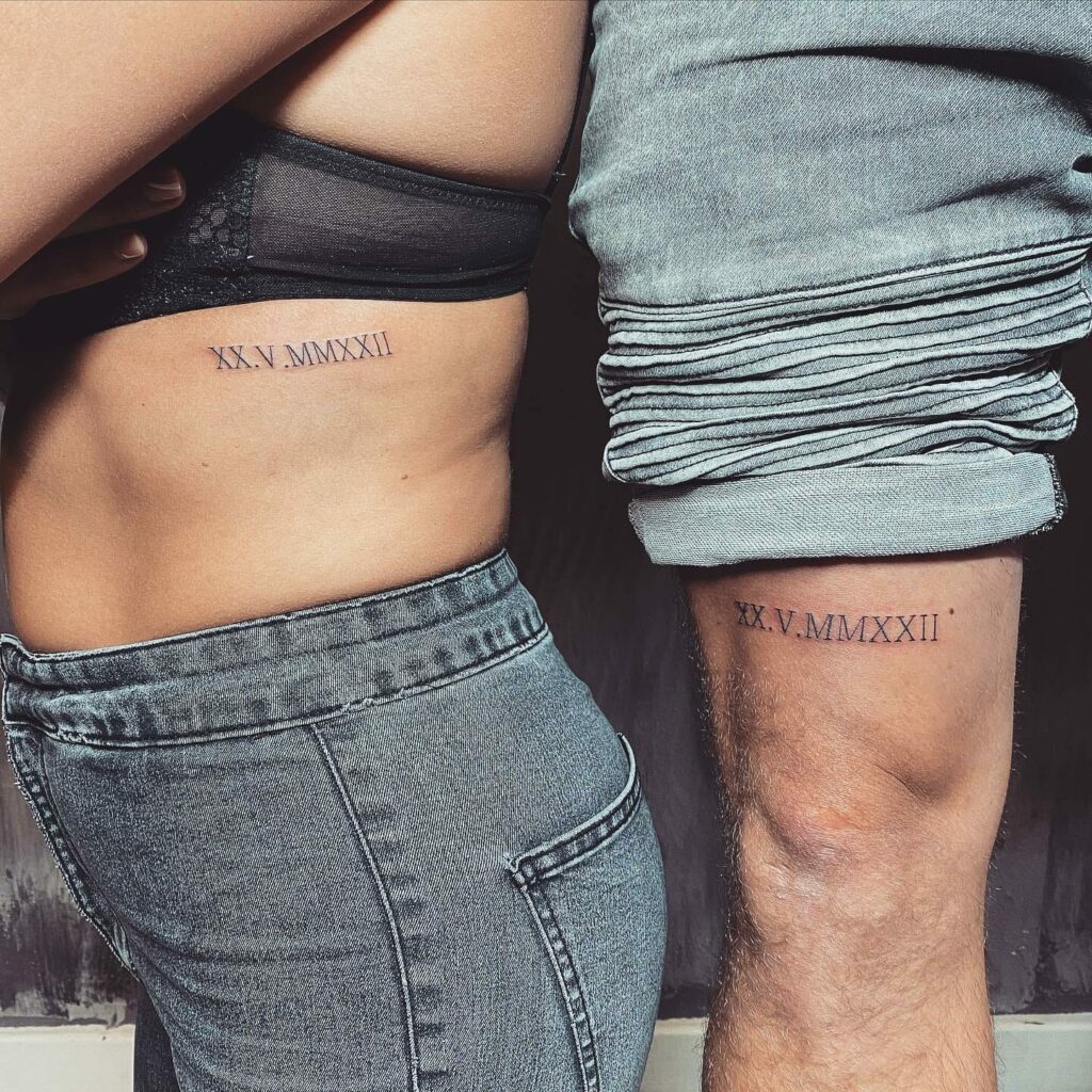 11+ Roman Numerals Chest Tattoo Ideas That Will Blow Your Mind! 18 Couple's Roman Numeral Chest Tattoo