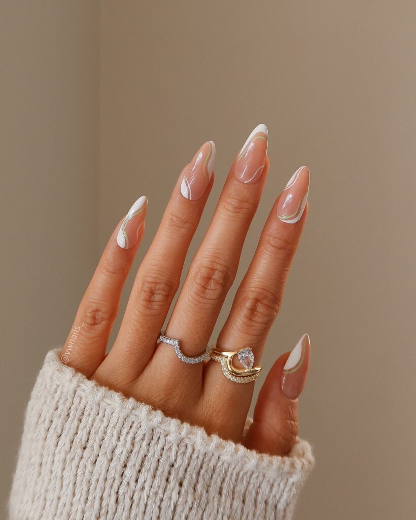 50 Latest Nude Nail Designs To Try In 2024 13 Criss-Cross Lines