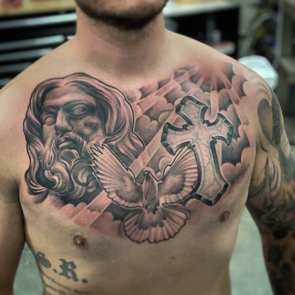 11+ Jesus Chest Tattoo Ideas That Will Blow Your Mind! 11 Cross Tattoos For Men