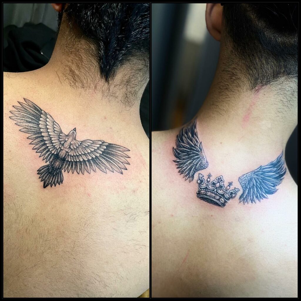 12 Wings Neck Tattoo Ideas for 2024 14 Crown Neck Tattoo With Wings