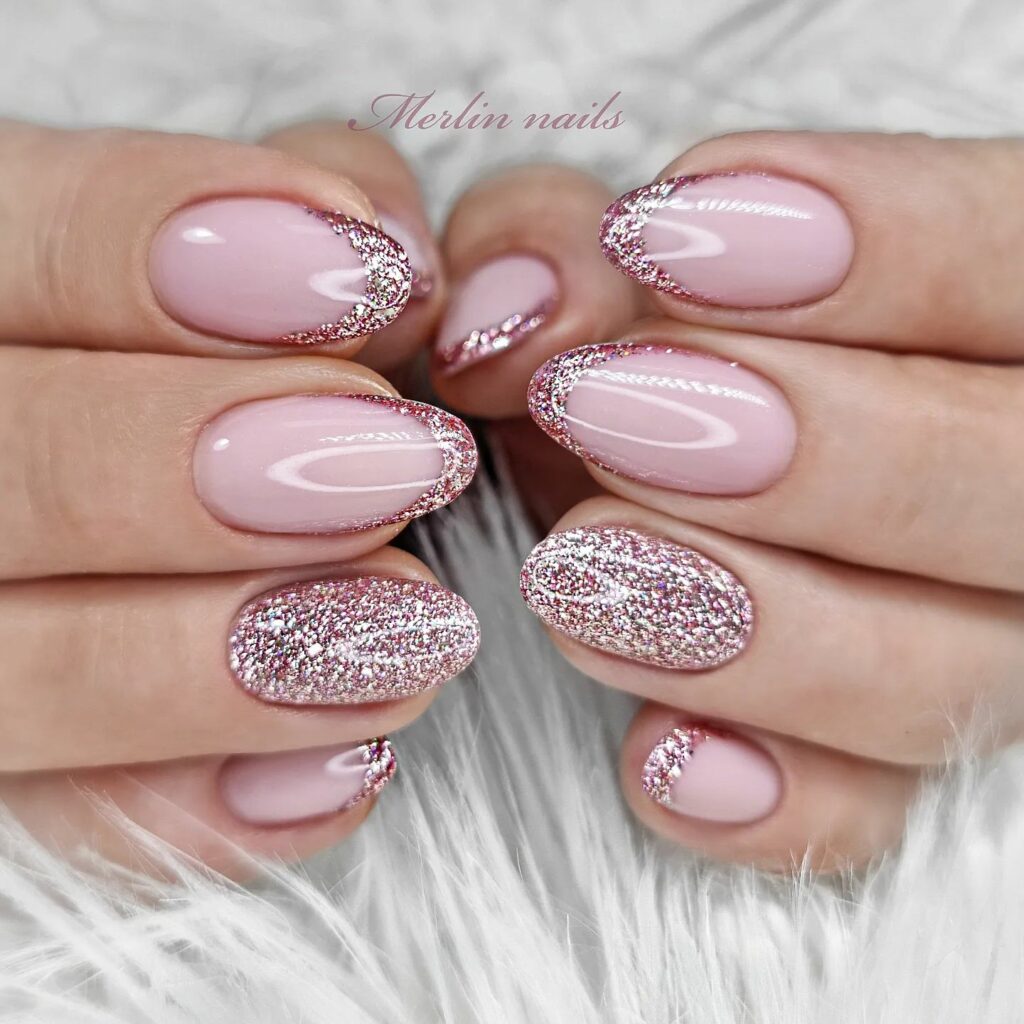 Try in 2024: 39 Latest Short Almond Nail Designs 31 Crystal Craze