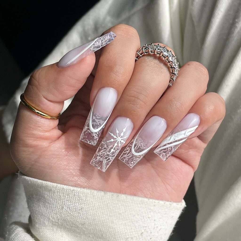 Get Festive with 30 Acrylic Christmas Nail Ideas in 2024 30 Crystal Winter Acrylic Christmas Nails