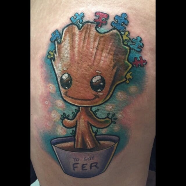 12+ Small Autism Tattoo Ideas To Inspire You! 11 Cute Autism Awareness Tattoo With Groot