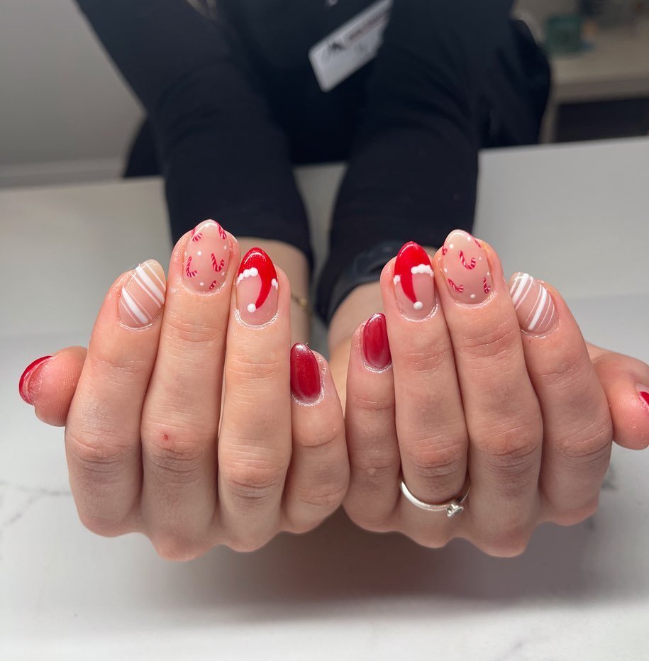 Spread Joy with 20 Santa Hat Nail Designs in 2024 21 Cute Christmas Charm with Santa Hat Nails