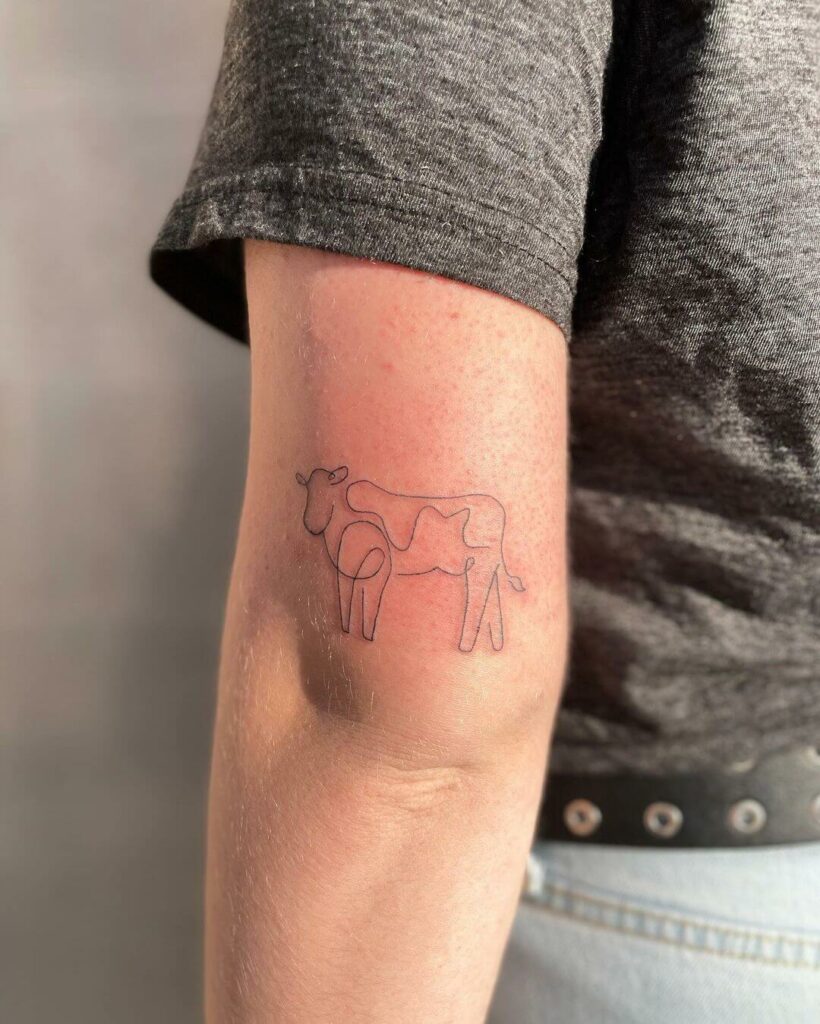 12+ Minimalist Cow Tattoo Ideas To Inspire You! 12 Cute Continuous Line Cow Tattoo