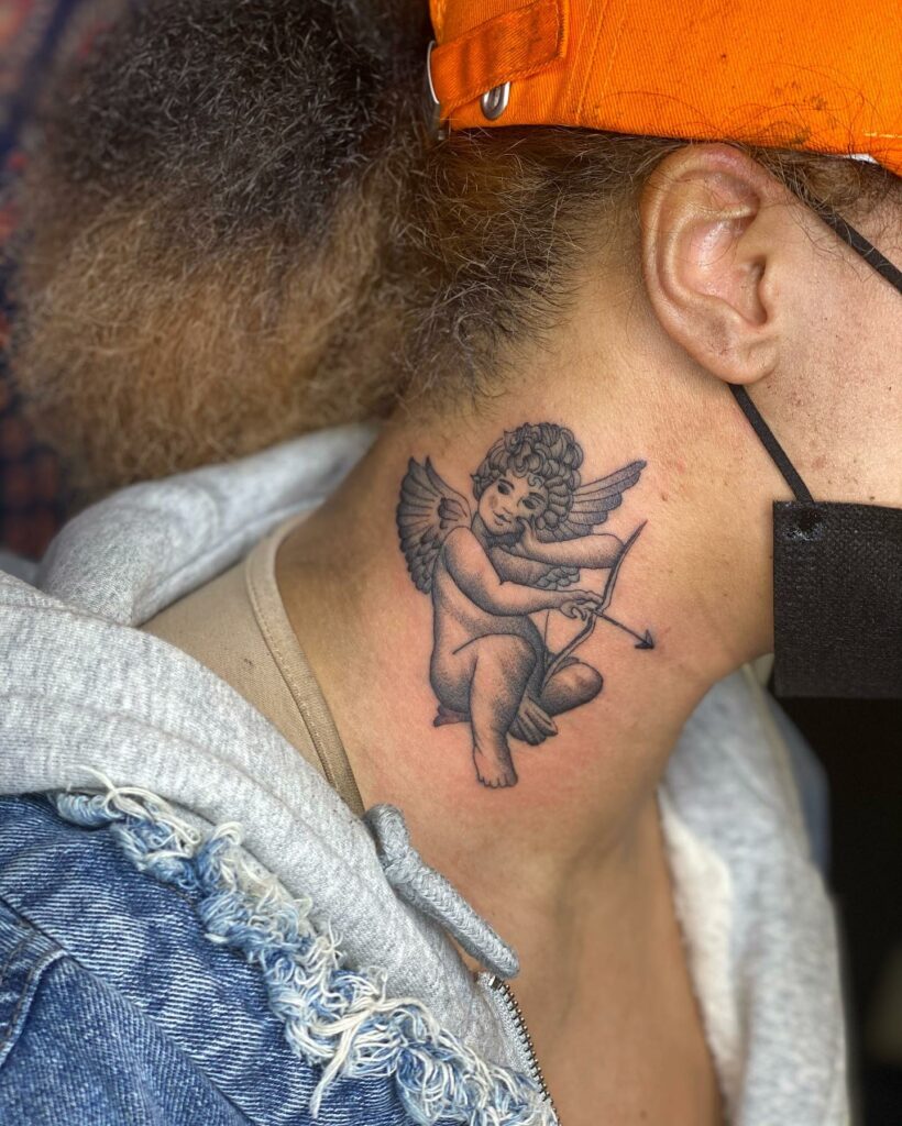 10+ Angel Neck Tattoo Ideas That Will Blow Your Mind! 15 Cute Cupid Neck Tattoo