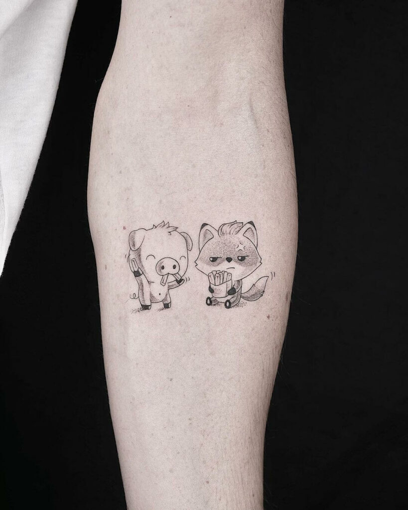 16+ Friend Tattoo Ideas To Inspire You! 17 Cute Friendship Expression Cartoon Tattoo