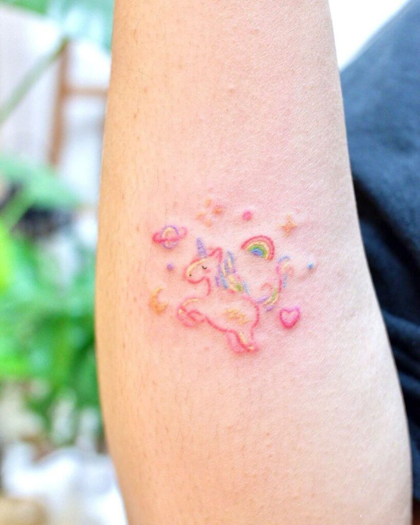 11+ Horse Watercolor Tattoo Ideas That Will Blow Your Mind! 19 Cute Rainbow Unicorn Horse Tattoo