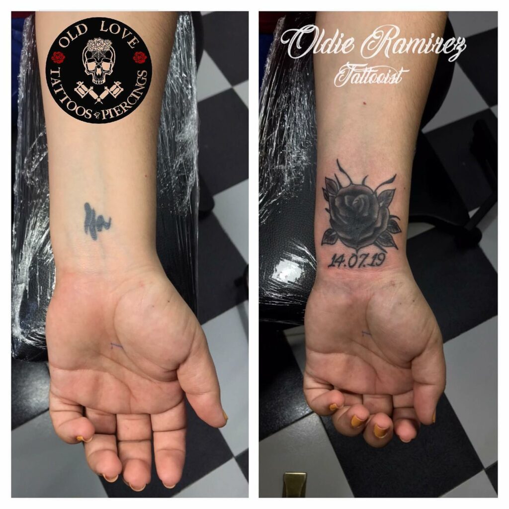 26 Memorial Tattoo For Dad Ideas for 2024 13 Cute Rose And Date Design