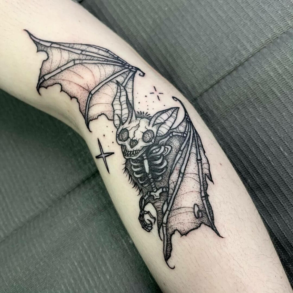11+ Bat Skeleton Tattoo Ideas That Will Blow Your Mind! 19 Cute Skeleton Bat Tattoo
