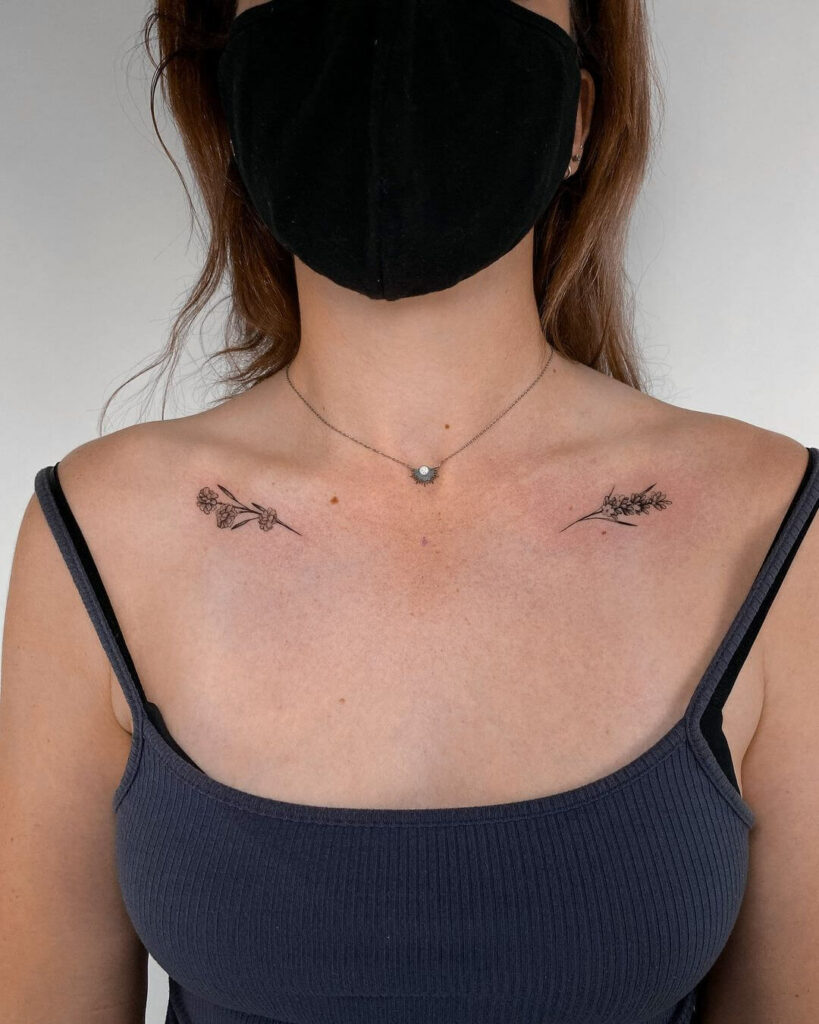 11+ Dainty Tattoo Ideas That Will Blow Your Mind! 18 Dainty Collar Bone Tattoo With Flowers