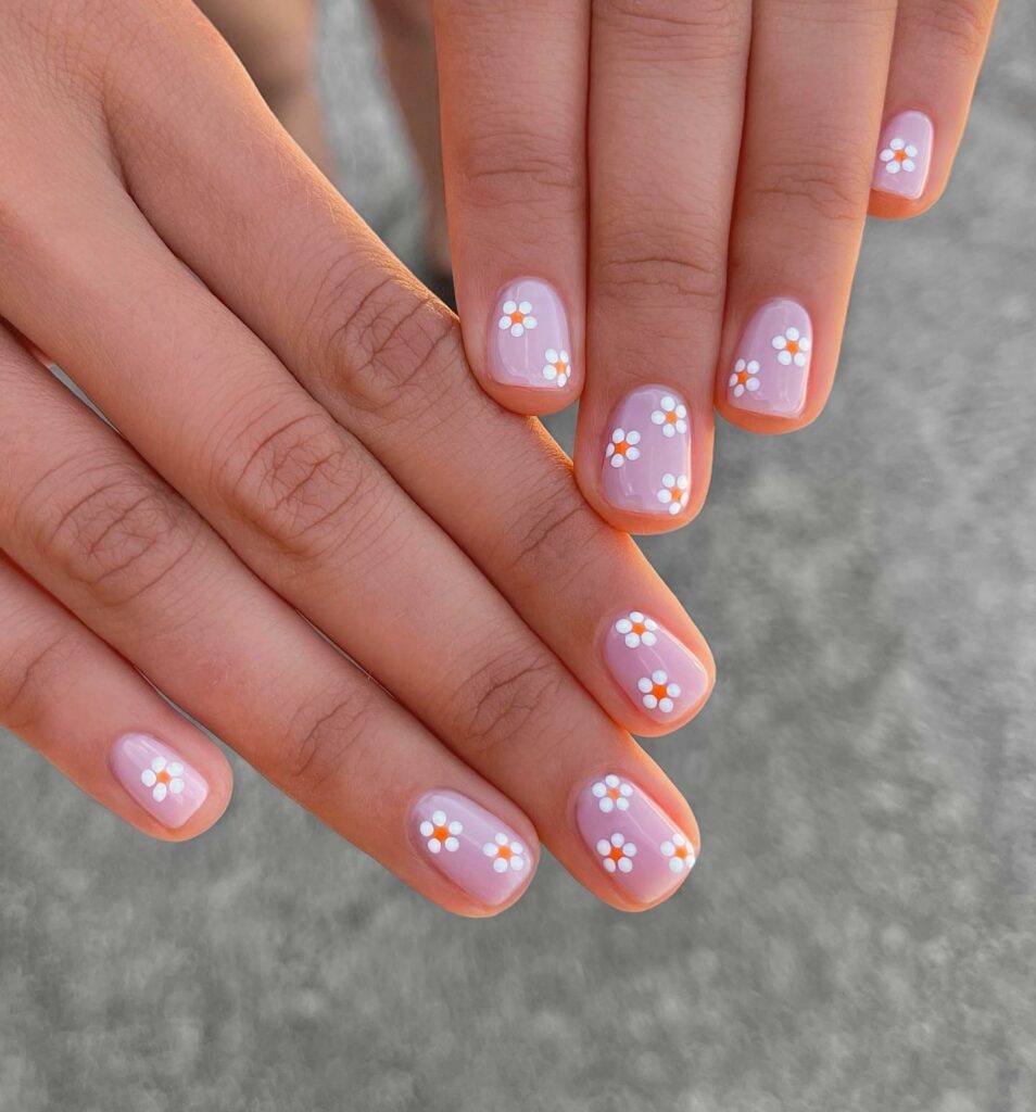 Get Creative with 39 Cute Short Nails Designs for 2024 43 Daisy Art Nail Design