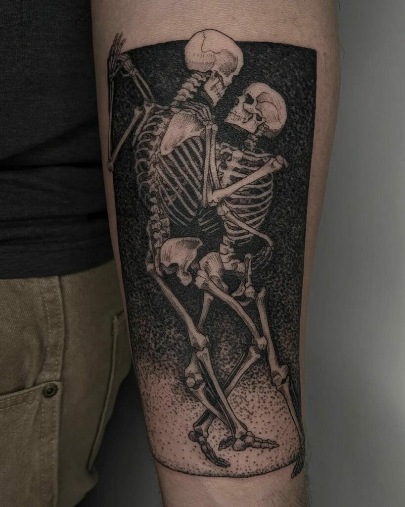 11+ Skeleton Tattoo Sleeve Ideas That Will Blow Your Mind! 11 Dancing Skull Tattoo