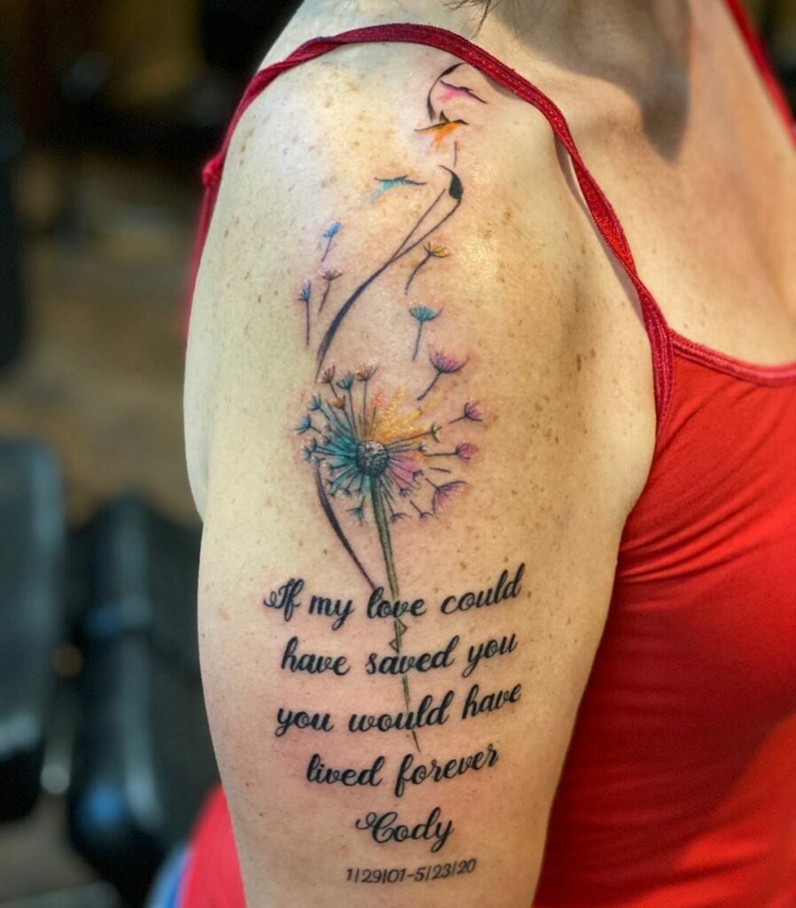 11+ Dark Age Tattoo Designs You Need To See! 14 Dandelion and Quote Tattoo