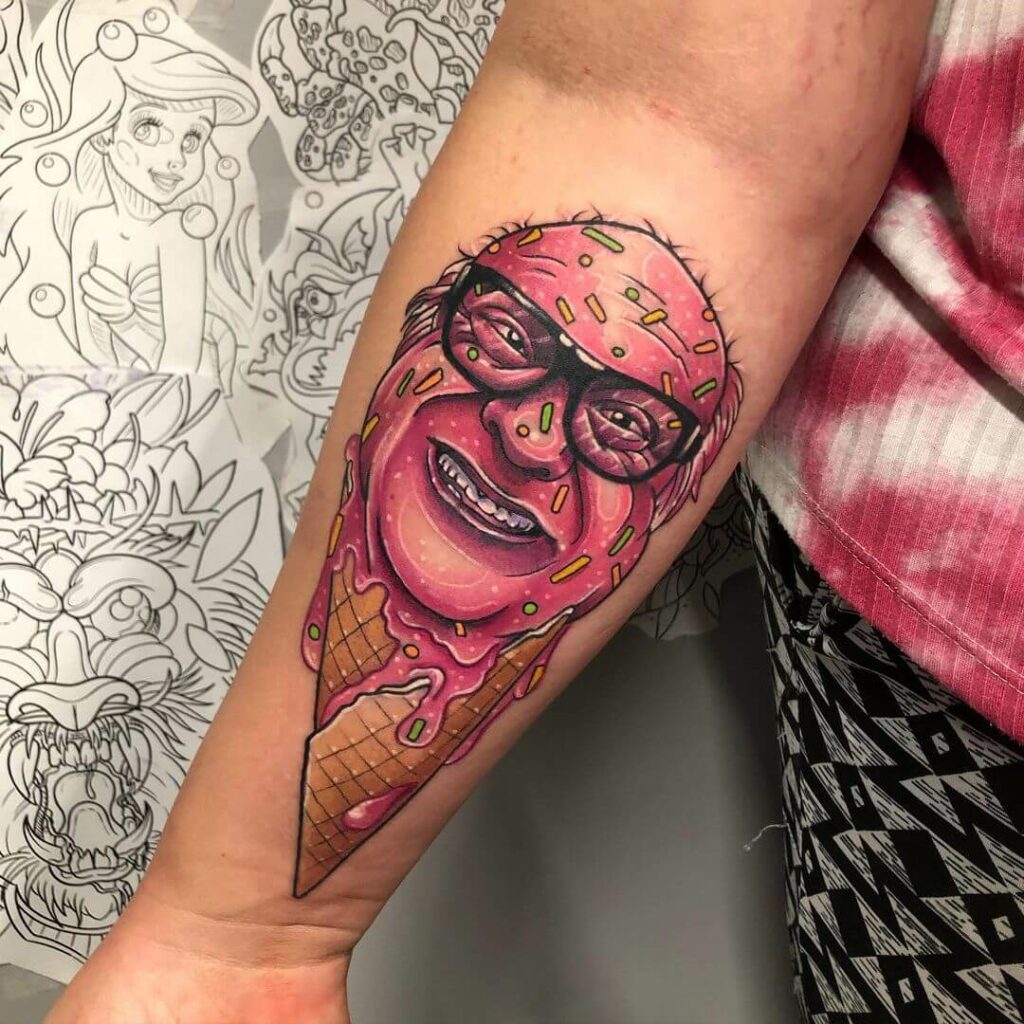 11+ Danny DeVito Tattoo Ideas That Will Blow Your Mind! 19 Danny DeVito Funny Icecream Tattoo