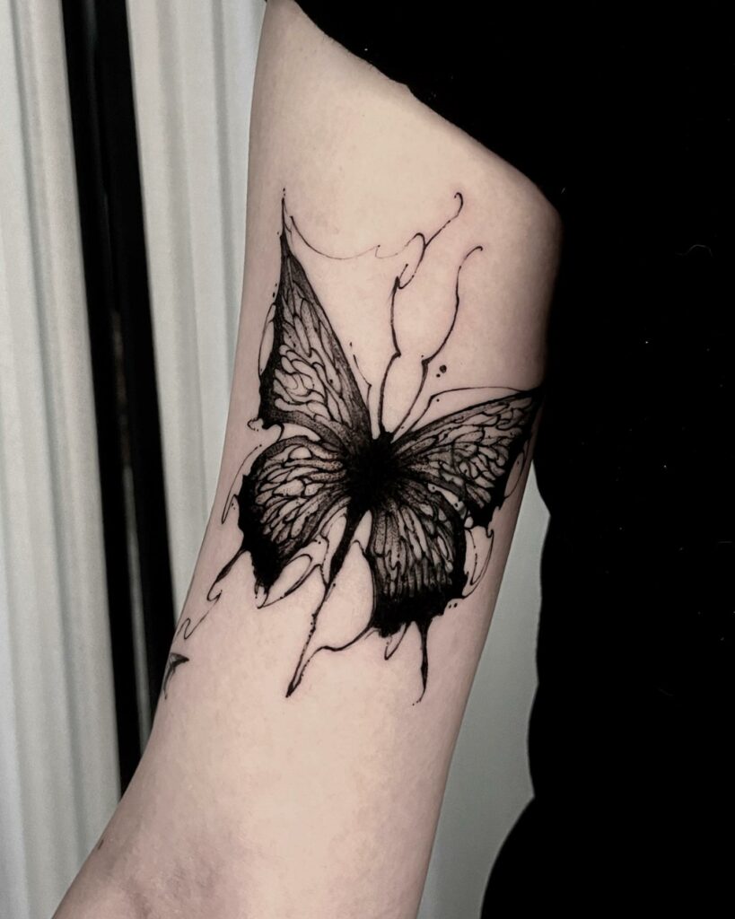 13+ Butterfly Tattoo Arm Ideas To Inspire You! 17 Dark Black Butterfly Tattoo