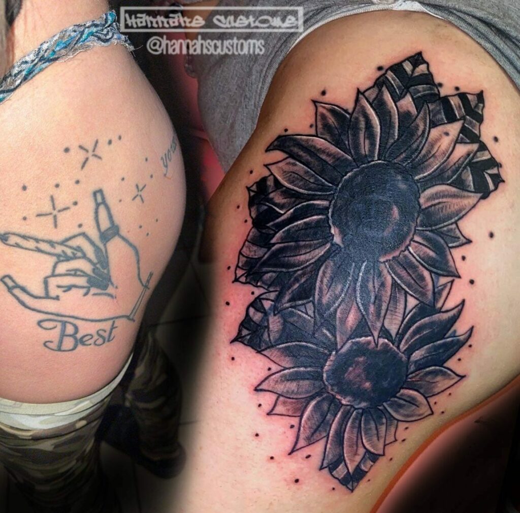 11+ Dark Tattoo Cover Ups That Will Blow Your Mind! 11 Dark Flower Tattoo Cover Ups