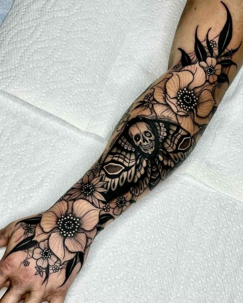12+ Death Moth Tattoo Ideas To Inspire You! 18 Dark Flower Tattoo Moth Ideas