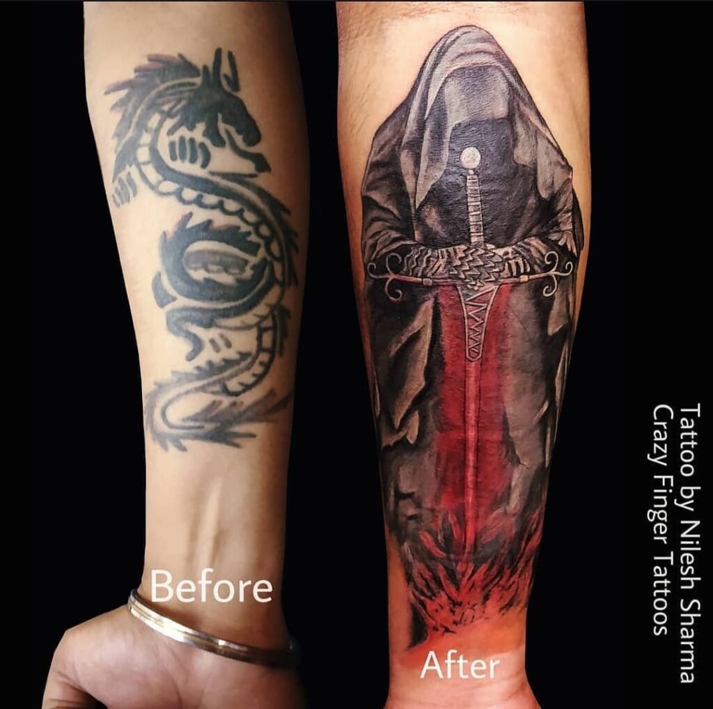 11+ Dark Tattoo Cover Ups That Will Blow Your Mind! 12 Darth Vader Cover-Up Tattoo