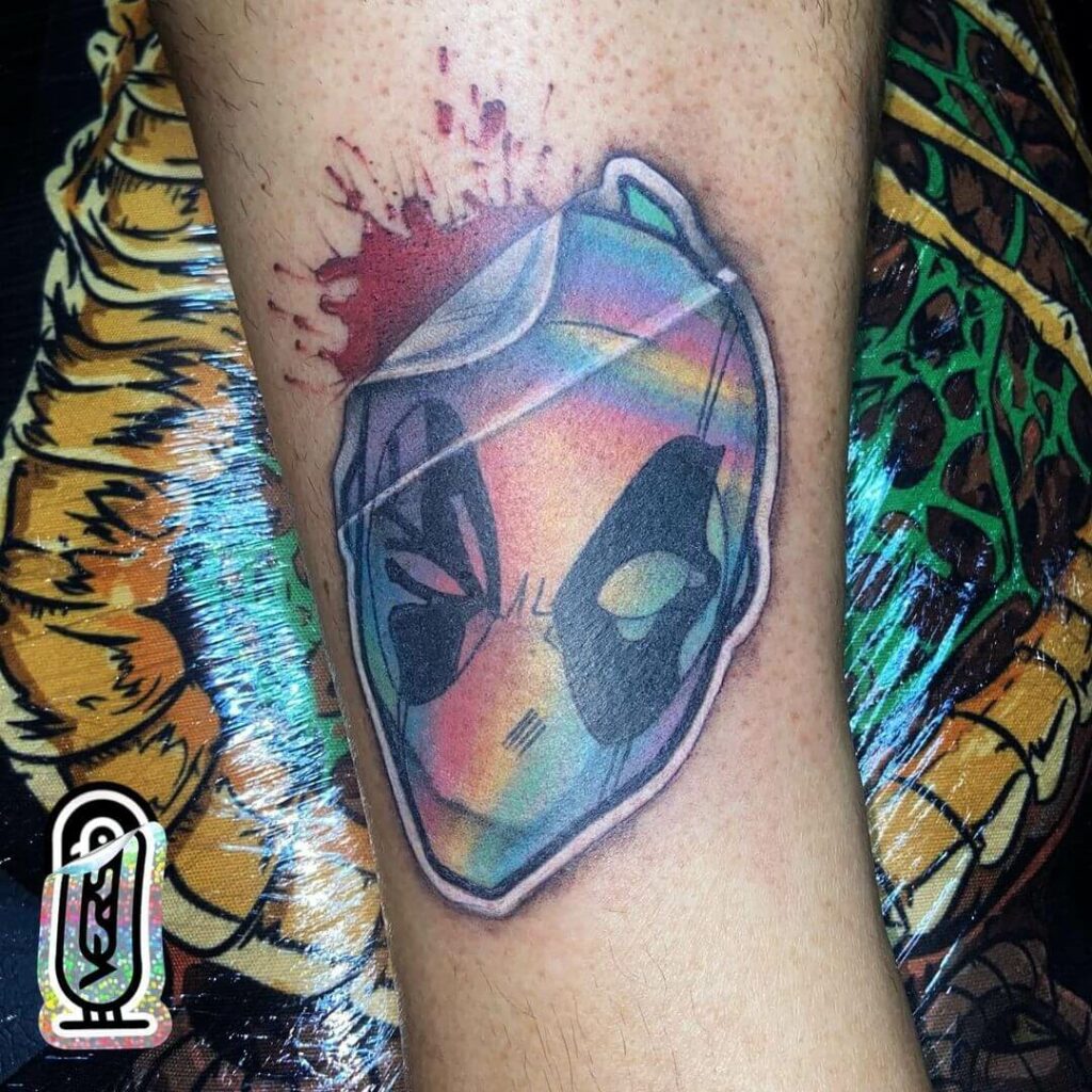 11+ Holographic Tattoo Ideas That Will Blow Your Mind! 18 Deadpool Holographic Sticker Tattoo