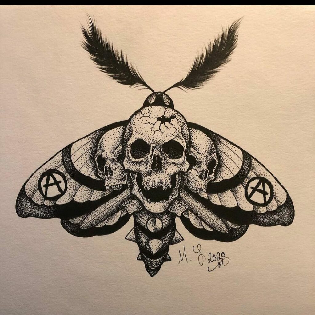 12+ Death Moth Tattoo Ideas To Inspire You! 11 Death Head Moth Tattoo With Aggressive Skull Ideas