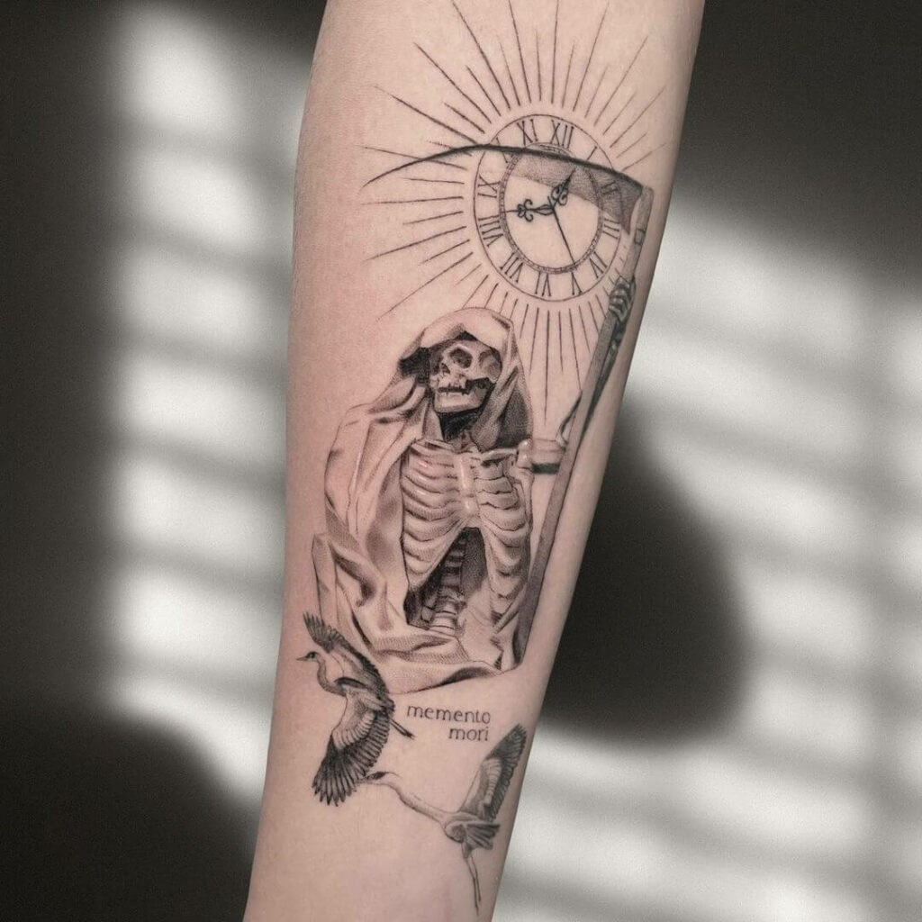 34 Hand Skeleton Tattoo Designs for 2024 39 Clock Skeleton Hand Tattoo