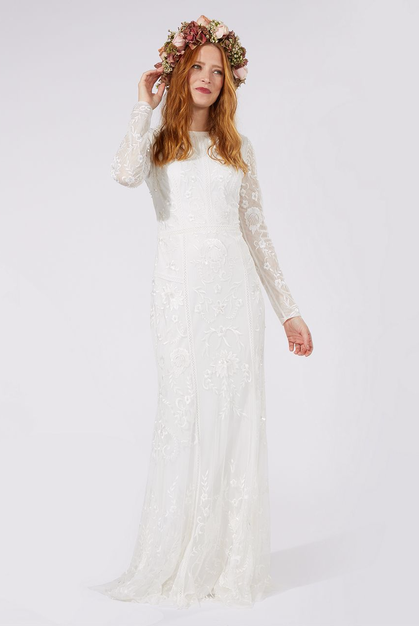 Debenhams Nine by Savannah Miller – Ivory ‘Eligenza’ long sleeve wedding dress – $336 Debenhams Nine by Savannah Miller - Ivory 'Eligenza' long sleeve wedding dress