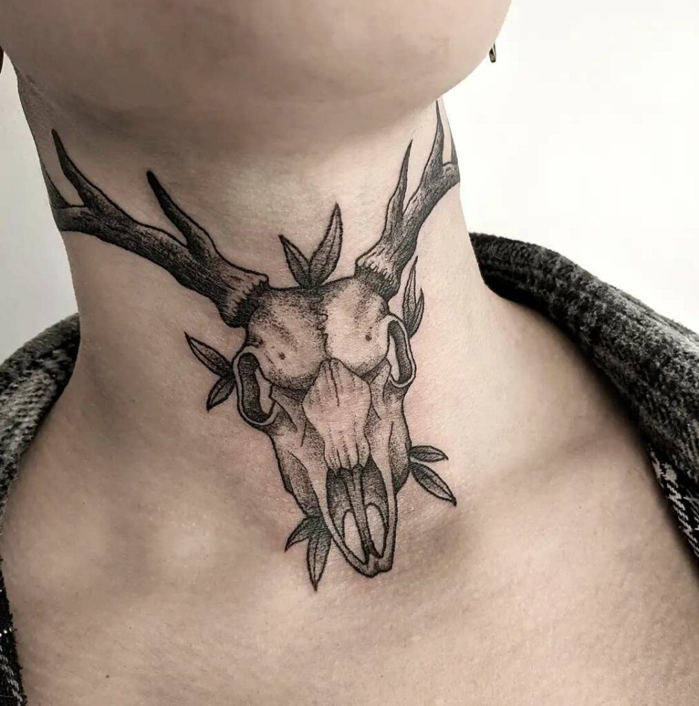 11+ Deer Skull Tattoo Ideas You'll Have To See To Believe! 20 Deer Tattoo Design For Your Neck