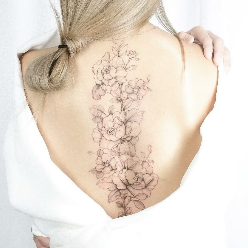 11+ Flower Spine Tattoo Ideas That Will Blow Your Mind! 18 Delicate Flower Spine Tattoo Ideas