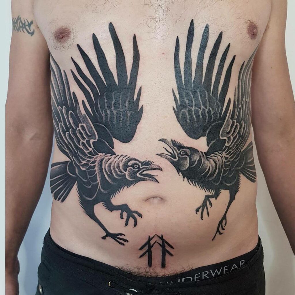 10+ Hugin And Munin Tattoo Ideas That Will Blow Your Mind! 11 Detailed Black Huginn And Muninn Tattoo