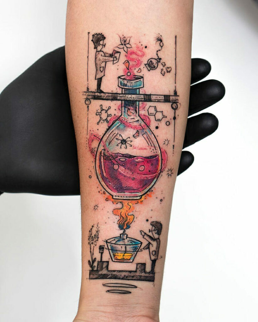 11+ Perfume Tattoo Ideas That Will Blow Your Mind! 18 Detailed Chemist Perfume Making Process Tattoo