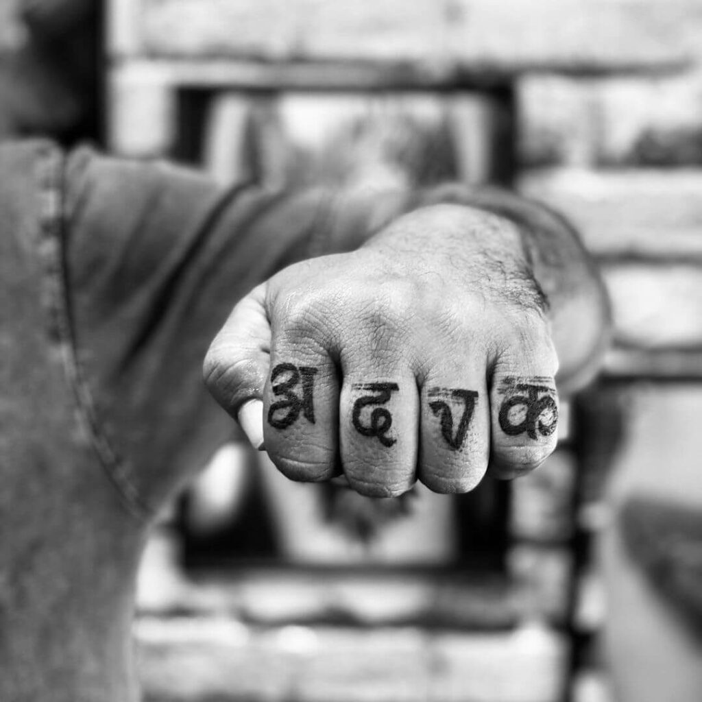 12+ Initial Tattoo On Finger Ideas To Inspire You! 13 Devnagari Initial Tattoo on Finger