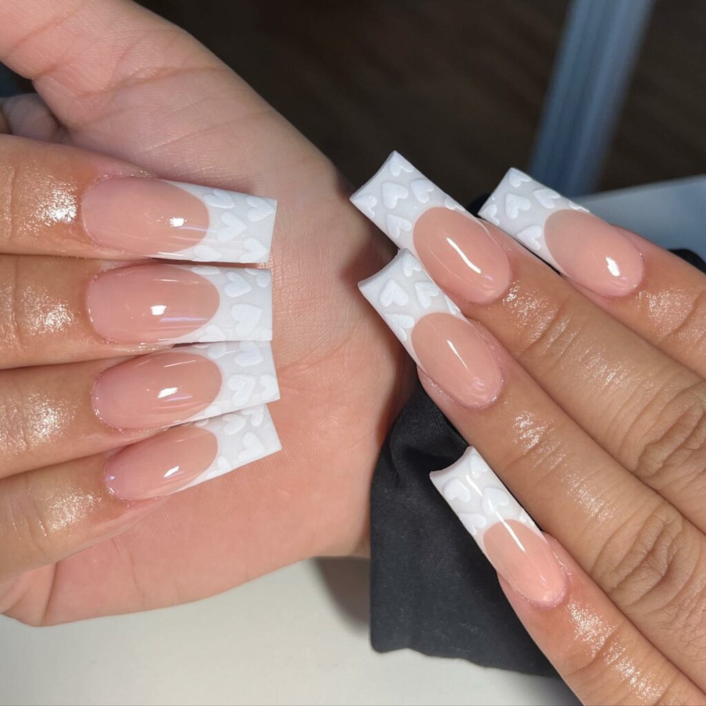 Experiment with 40 Fresh White Tip Nail Ideas for 2024 13 Diagonal White Tips