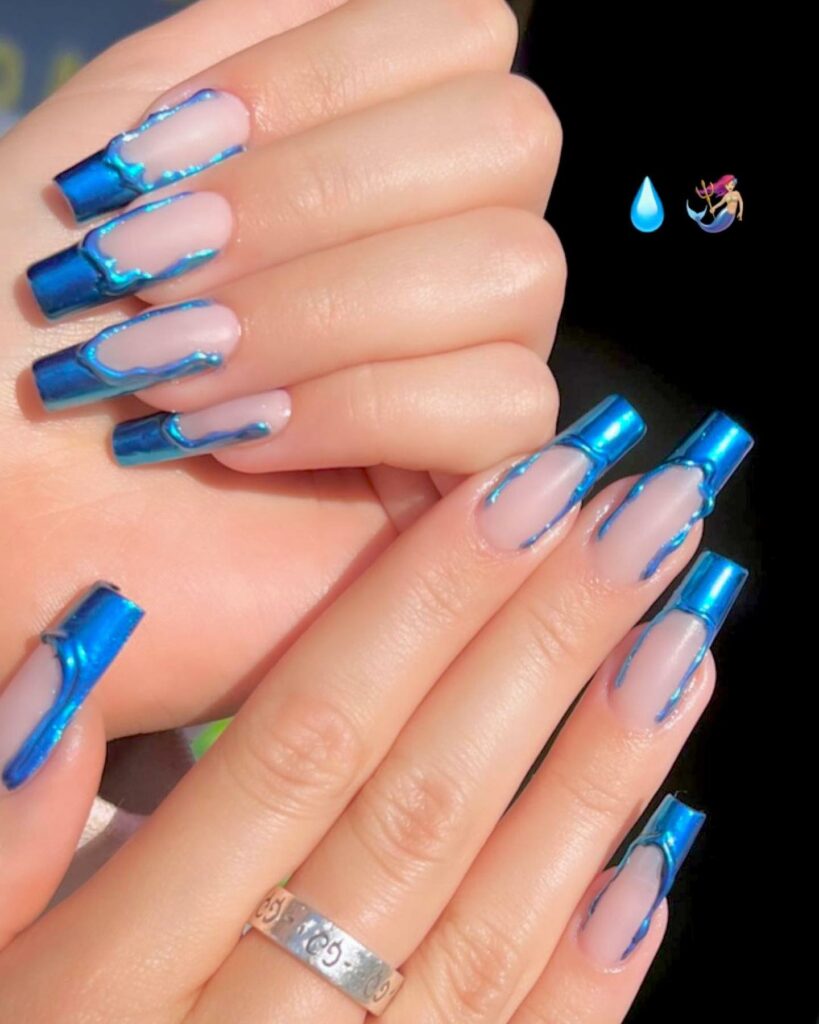 34 Latest Blue Acrylic Nail Designs To Try in 2024 38 Deep Dive with Dip Blue Acrylic Nails