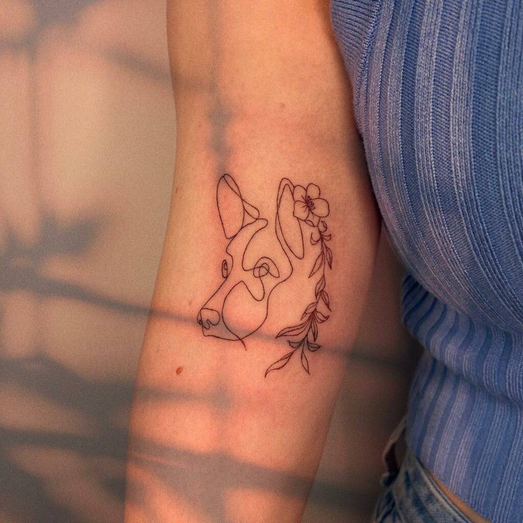 12+ Dog Outline Tattoo Ideas To Inspire You! 16 Dog And Flower Outline Tattoo