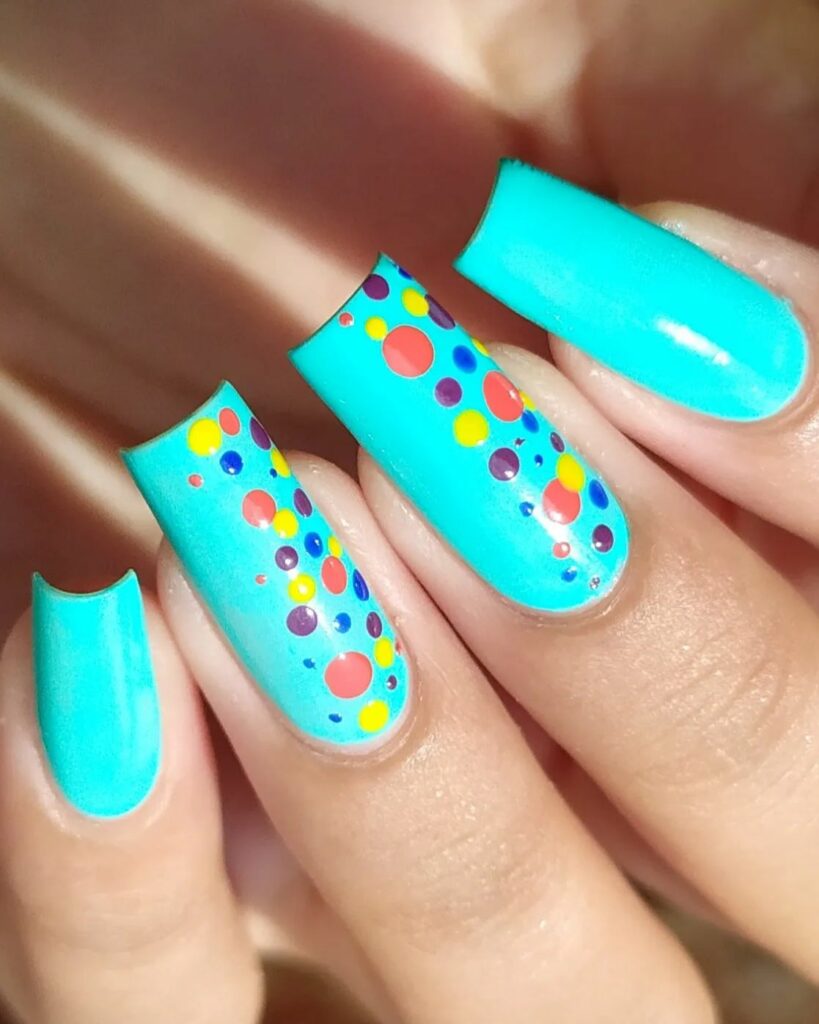 37 Latest Teal Nail Designs To Try In 2024! 43 Dotted Teal Nails