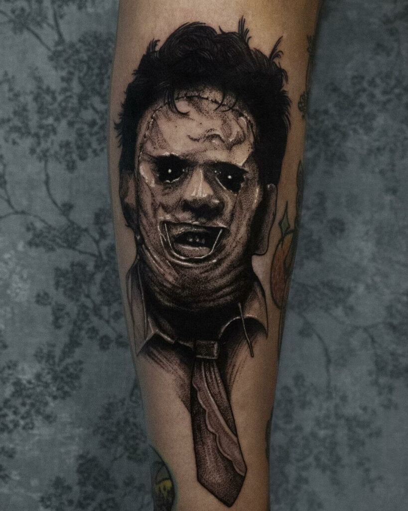 12+ Leatherface Tattoo Ideas To Inspire You! 17 Dotwork Leatherface Mask