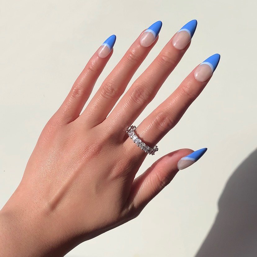 30 Blue French Tip Nail Ideas To Try In 2024! 31 Double Blue French tip nail