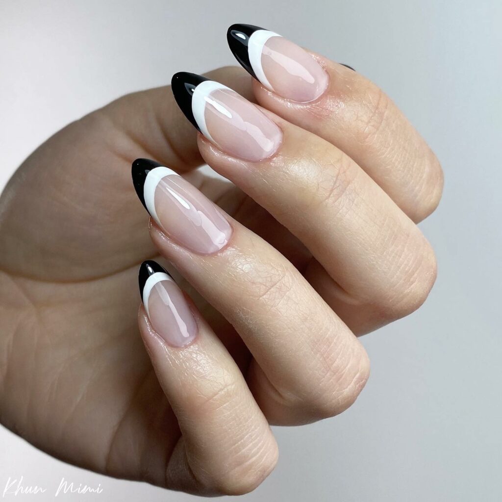 Try 30 Black French Tip Almond Nail Designs of 2024 26 Double French Tips
