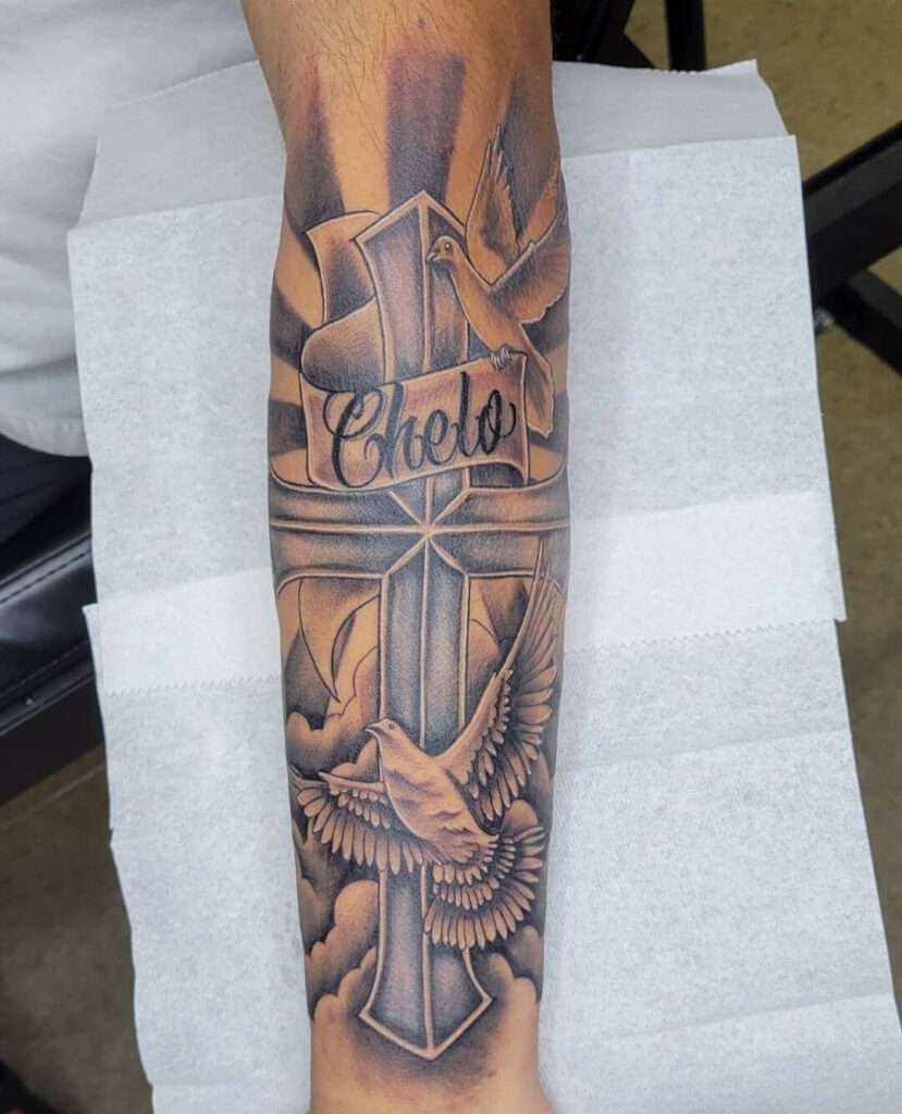 12+ Black Cross Tattoo Ideas To Inspire You! 17 Dove and Black Cross Tattoo
