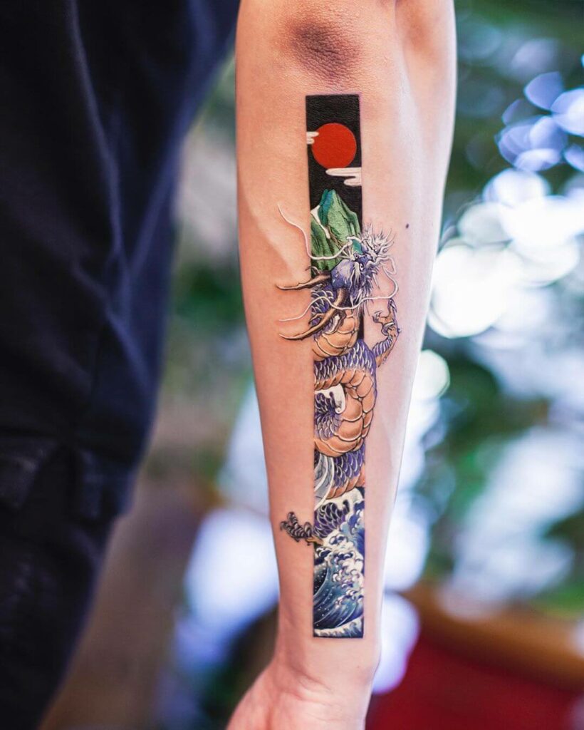 12+ Frame Tattoo Ideas To Inspire You! 12 Dragon Frame Arm Tattoo