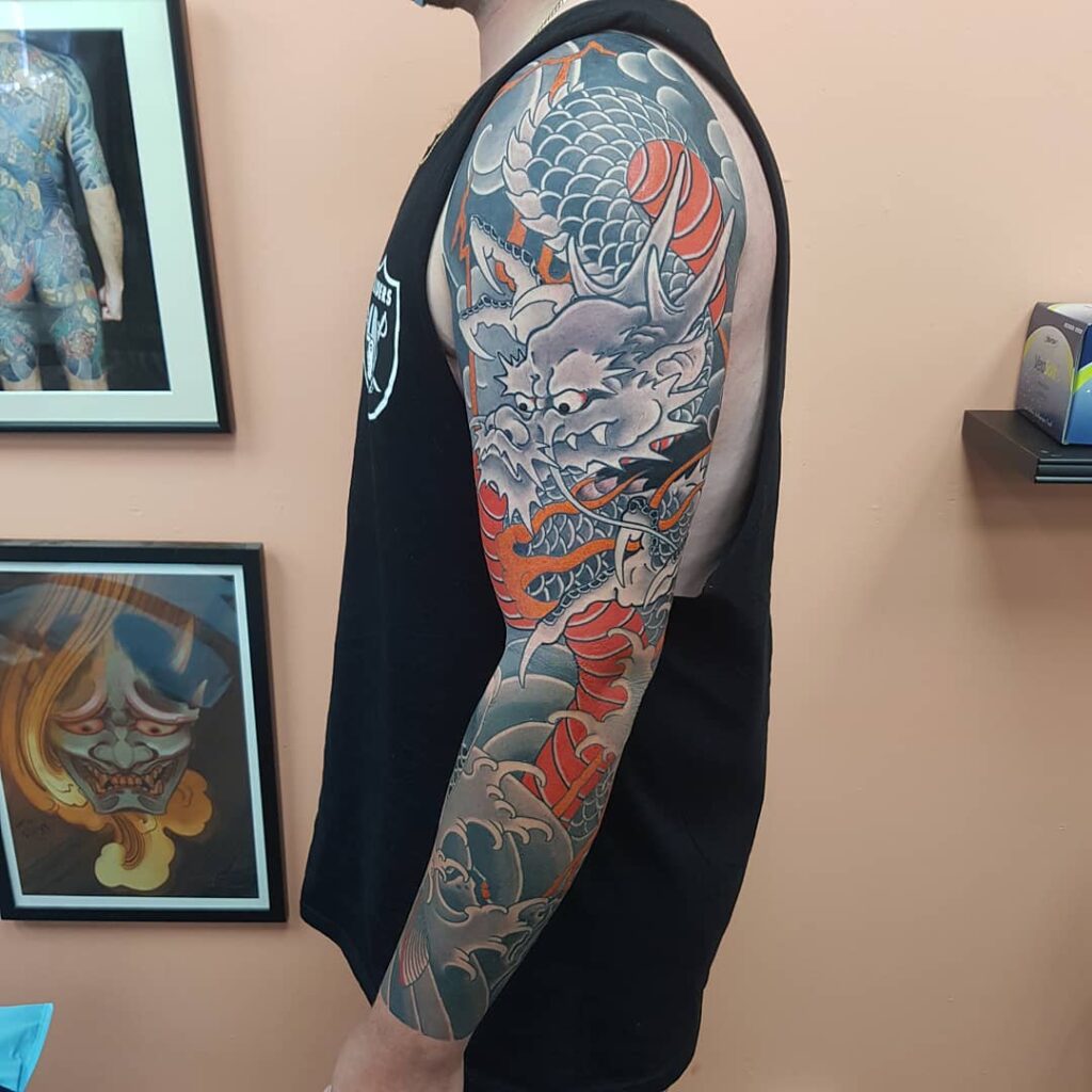 11+ Dragon Sleeve Tattoo Ideas You'll Have to See to Believe! 10 Dragon Sleeve Tattoo