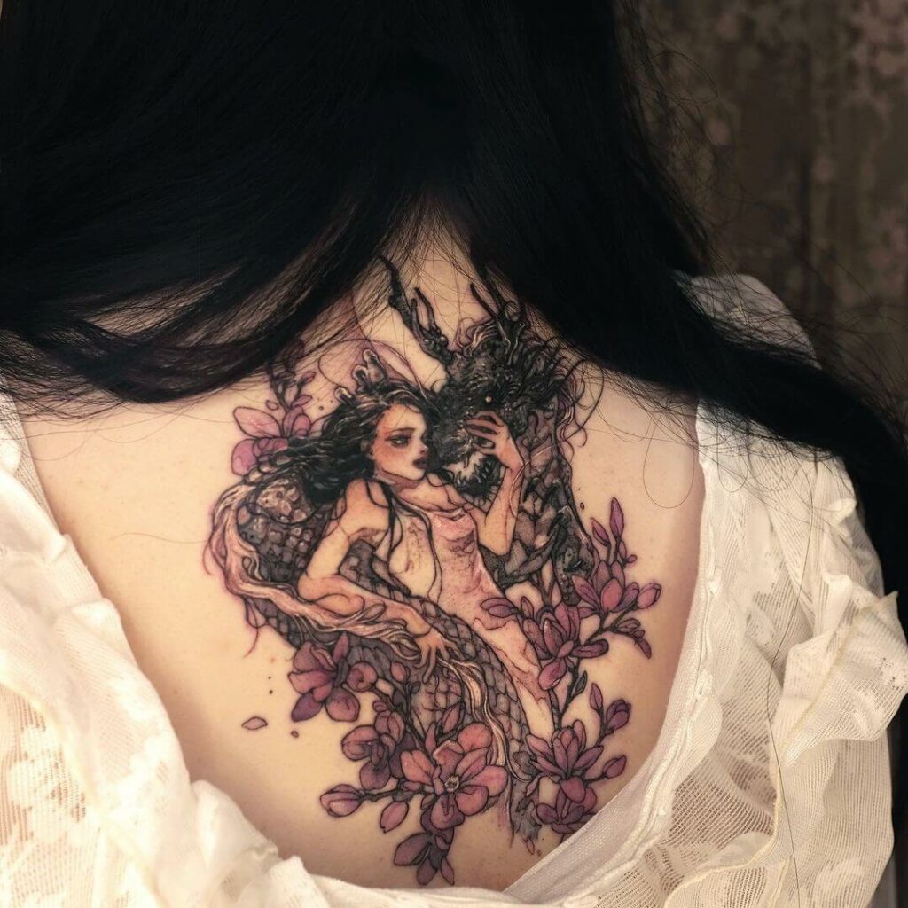 12+ Colored Dragon Tattoo Ideas To Inspire You! 18 Dragon Tattoos With Girl